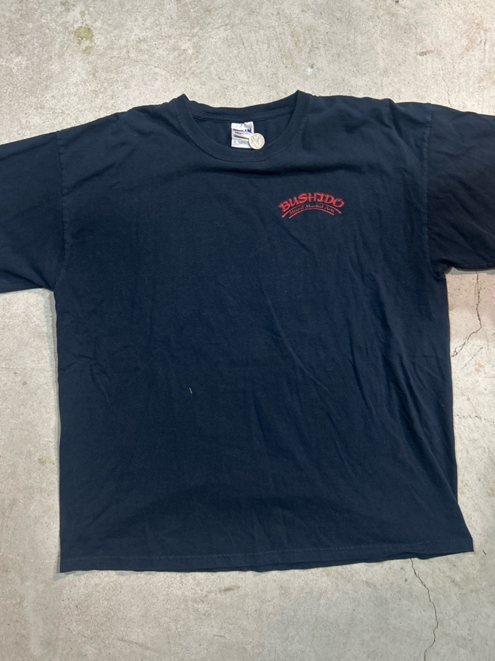 Gildan Black Short Sleeve Tee with Red Chest Logo